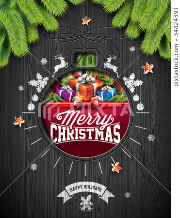 stock illustration: vector merry christmas holiday and happy new