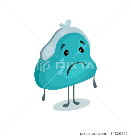 图库插图: blue unhappy weeping purse humanized character