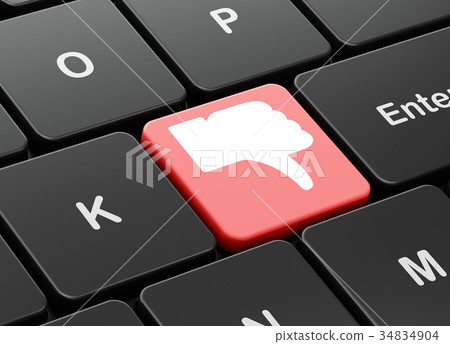 插图素材: social media concept: thumb down on computer 查看全部