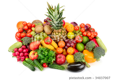 图库照片: collection fresh fruits and vegetables