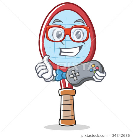 插图素材: gamer tennis racket character cartoon
