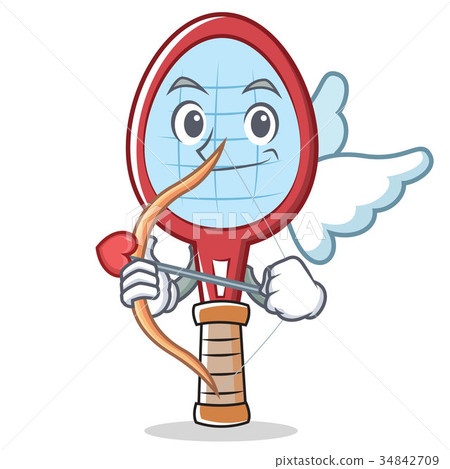插图素材: cupid tennis racket character cartoon