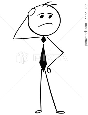 插图素材: unhappy businessman thinking abou problem decision