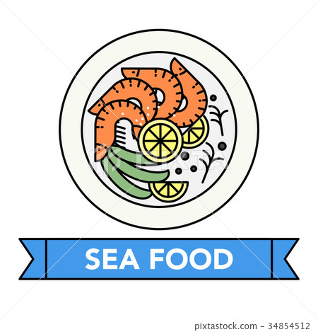 图库插图: sea food icons