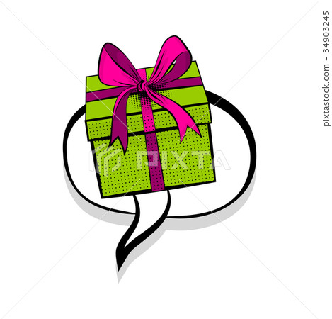 插图素材: gift box birthday picture pop art