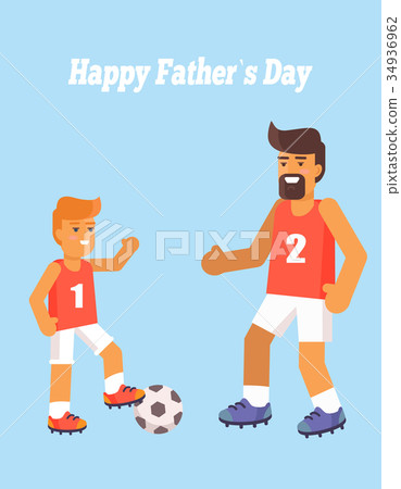 插图素材: happy fathers day poster with son and dad vector
