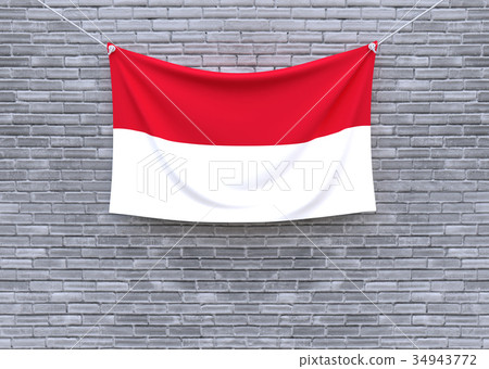 图库插图: indonesia flag on brick wall.