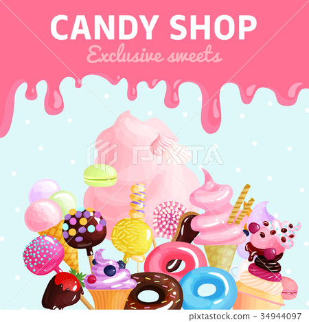 插图素材: sweets candy shop poster 查看全部