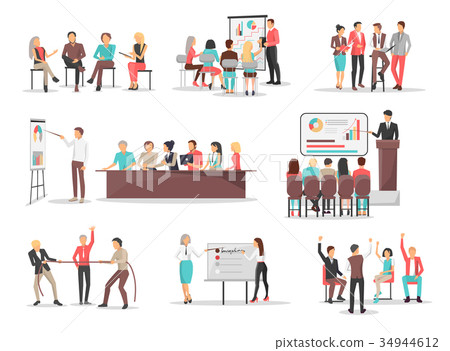 插图素材: office team building concepts illustrations set