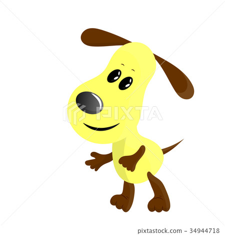 插图素材: cartoon illustration of funny yellow mongrel dog