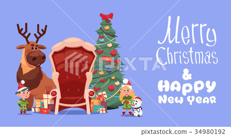 插图素材: merry christmas and happy new year greeting card