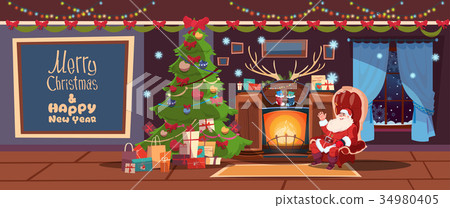 插图素材: merry christmas and happy new year greeting card
