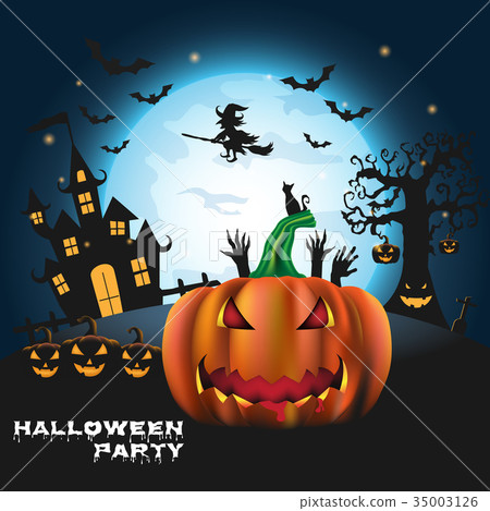 happy halloween background with pumpkin 35003126