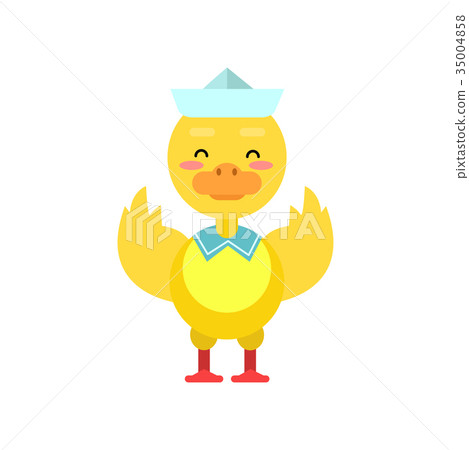 插图素材: funny little yellow duckling sailor cartoon