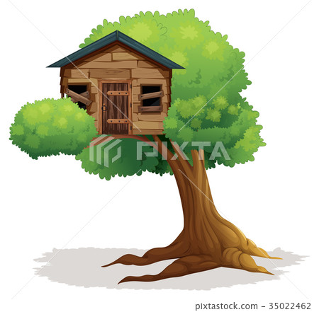 图库插图: wooden treehouse on the tree