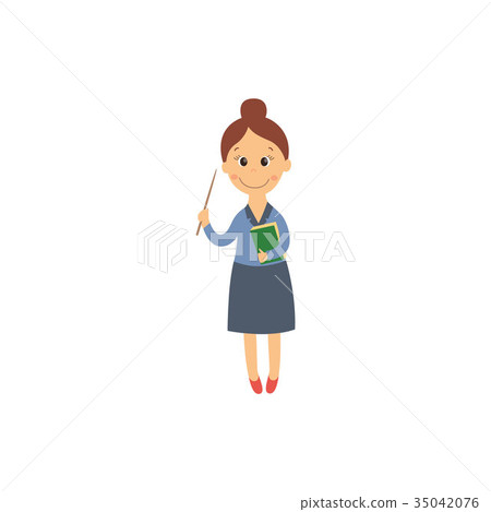 图库插图: vector flat cartoon cute teacher woman