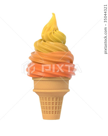 插图素材: colorful frozen yogurt icecream in waffle cone 查看