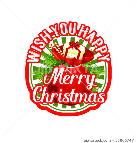 插图素材: merry christmas santa gift bag holiday vector icon