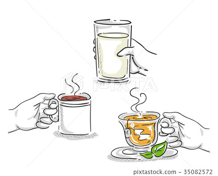 图库插图: hands coffee milk tea drinks illustration