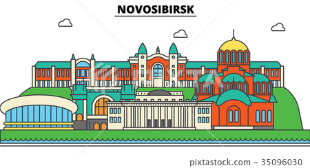 插图素材: russia, novosibirsk. city skyline, architecture