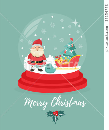 图库插图: holiday background with snowball and santa claus