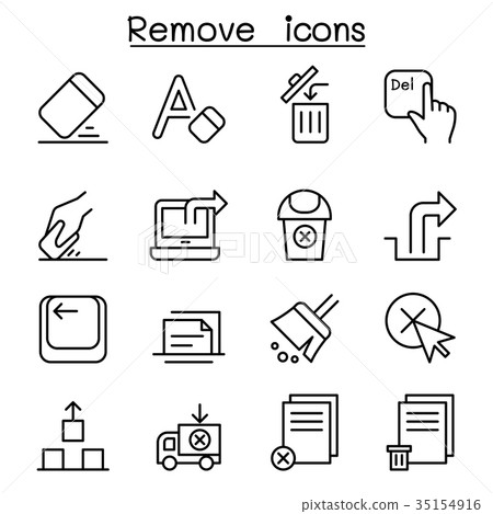 插图素材: remove, erase, delete icon set in thin line style 查看