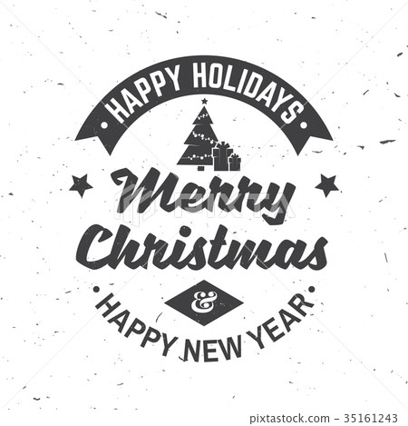 图库插图: merry christmas and happy new year retro template