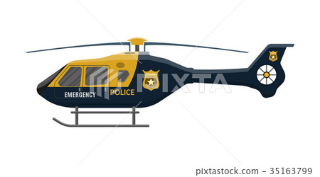 图库插图: police helicopter icon. aircraft vehicle.