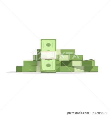 插图素材: big money pile vector, heap of cash flat cartoon