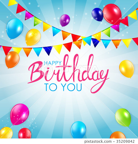 图库插图: abstract happy birthday balloon background card
