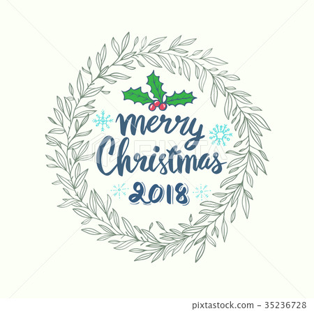 merry christmas 2018 lettering-插图素材 [35236728] - pixta图库