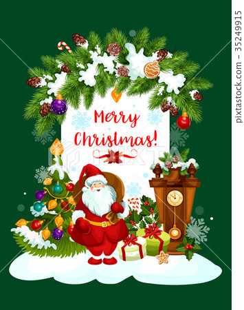 插图素材: merry christmas santa gifts vector greeting card 查看