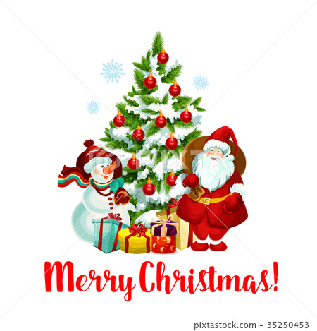 插图素材: winter christmas holiday santa snowman vector icon