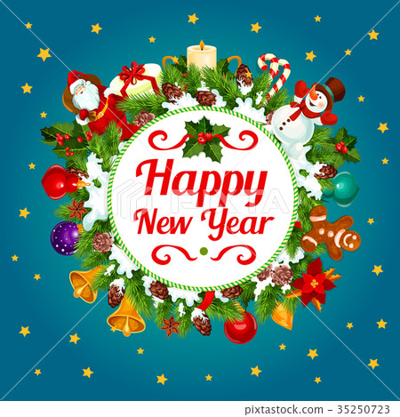 插图素材: happy new year decoration vector greeting card