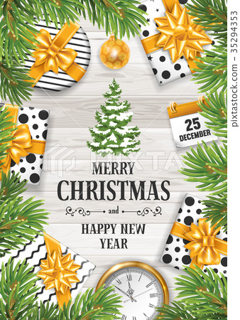 插图素材: merry christmas and happy new year