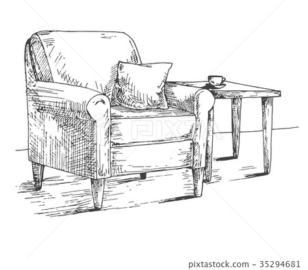 插图素材: armchair, coffee table.