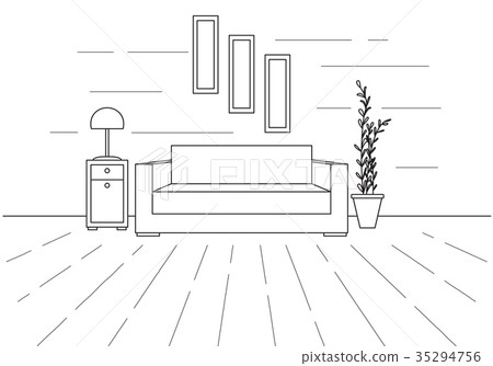 sofa, floor lamp