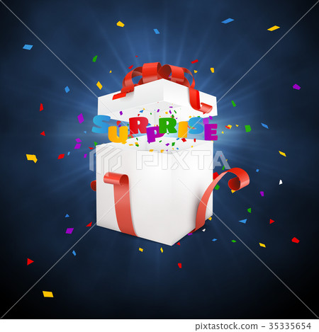 插图素材: surprise gift box. confetti exposion.