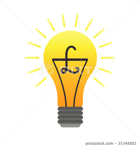 插图素材: colorful vector lightbulb with eglish pound