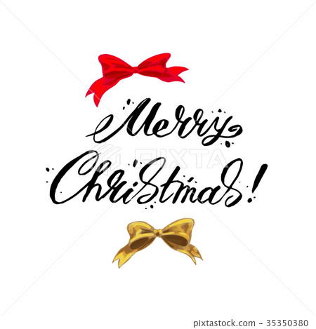 插图素材: merry christmas lettering on a white background.