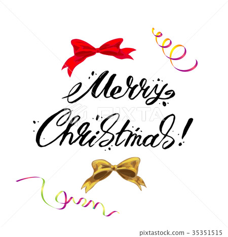 插图素材: merry christmas lettering on a white background.