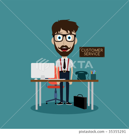 插图素材: businessman working behind office desk