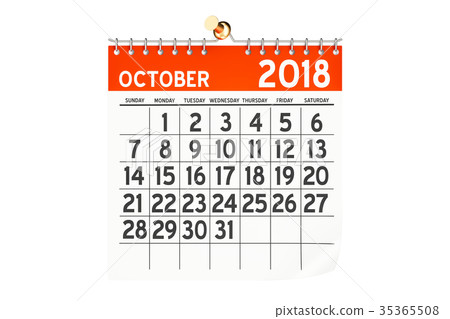 插图素材: october 2018 calendar, 3d rendering