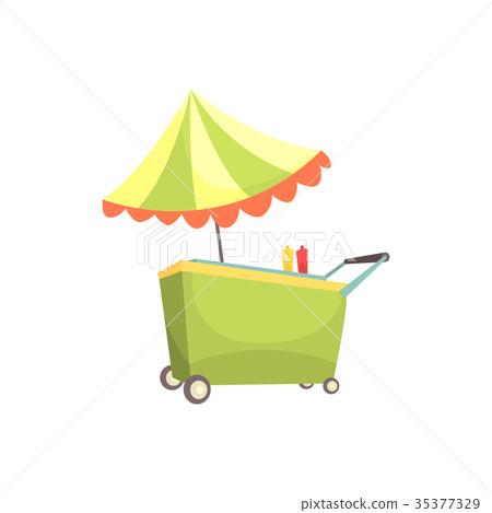 插图素材: fast food kiosk on wheels, market stall for