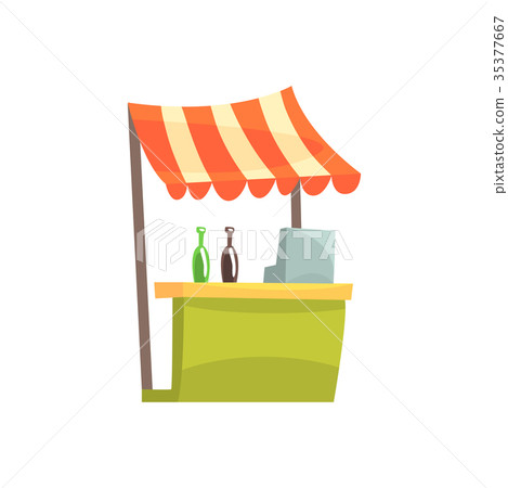 插图素材: food stall with drinks, fixed market stall for 查看