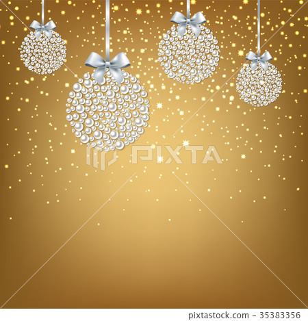插图素材: golden xmas postcard with balls