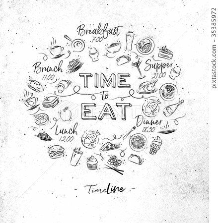 插图素材: monogram time to eat