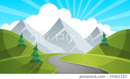 mountain, fir, road