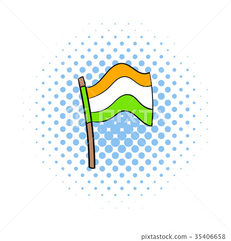 插图素材: flag of india icon in comics style