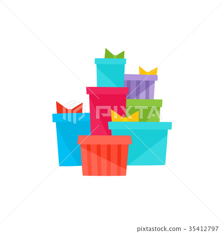 插图素材: heap, pile of christmas, birthday gifts, presents